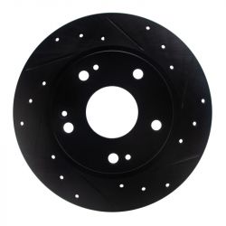 R1 Concepts 16-26 Civic Rear Passenger Drilled and Slotted Black Brake Rotor