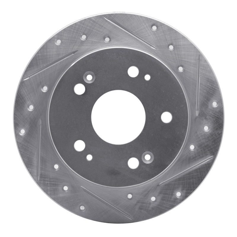 R1 Concepts 06-15 Civic Passenger Rear Drilled and Slotted Silver Brake Rotor