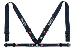 Sparco Sport H-4 Black 4-Point Competition Harness with 3-inch Shoulder and 2-inch Lap Straps