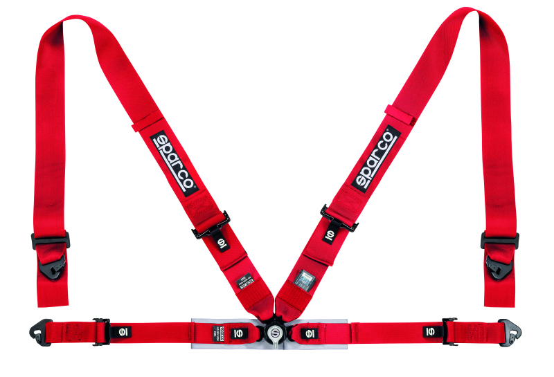 Sparco Sport H-4 Red 4-Point Competition Harness with 3-inch Shoulder and 2-inch Lap Straps