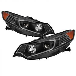 Spyder xTune 09-14 Acura TSX/09-14 TL Black Projector Headlights with Light Bar DRL