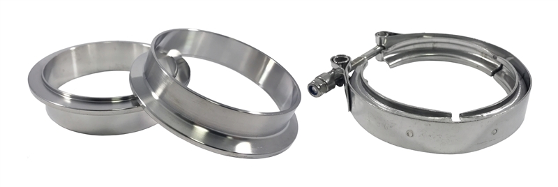 Torque Solution 3 Inch Stainless Steel V-Band Clamp and Flange Kit
