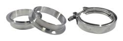 Torque Solution 3 Inch Stainless Steel V-Band Clamp and Flange Kit