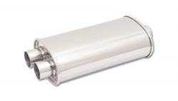 Vibrant Universal StreetPower 3-inch Inlet with Dual Outlet Polished Stainless Steel Oval Muffler