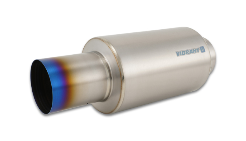 Vibrant Performance Titanium Universal Muffler 4-inch Inlet and Outlet with Straight Cut Burnt Tip