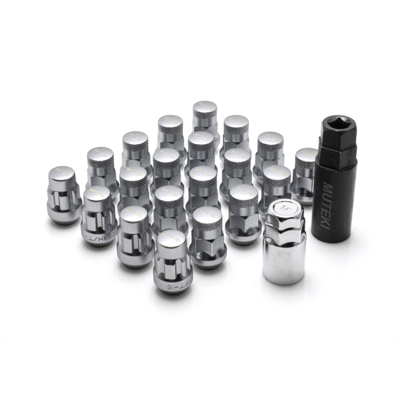 Muteki Satin Silver M12x1.50 SR35 Close-End Lug Nuts with Lock Set