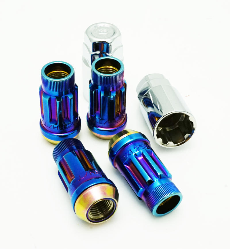 Muteki Burned Blue Neon M12x1.5 SR45R Lug Nut Lock Set