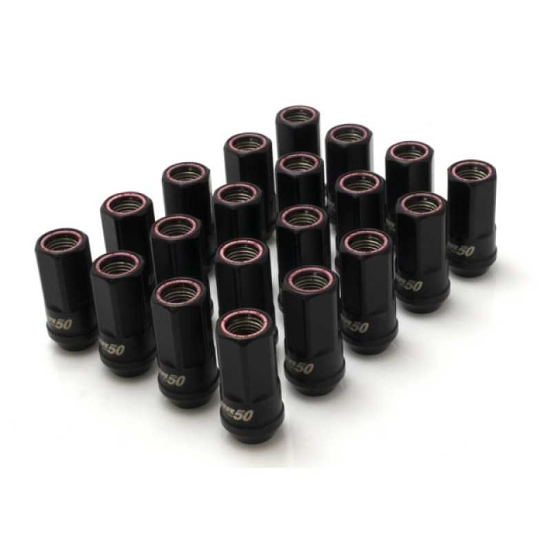 Muteki HR50 M14x1.5 Black with Red Ring Open End Lug Nuts